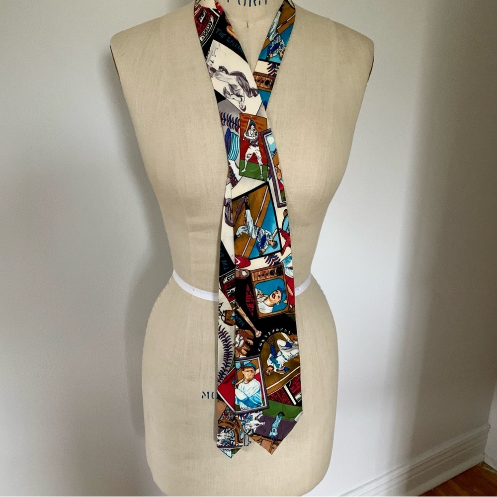 Nicole Miller Baseball Themed Silk Tie